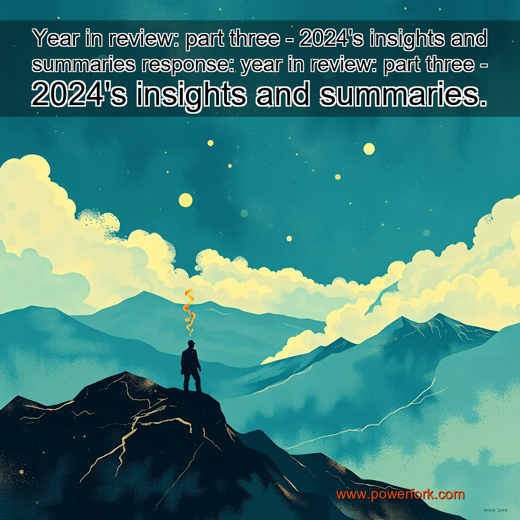 Read more about the article Year in review: part three – 2024’s insights and summaries


 response: year in review: part three – 2024’s insights and summaries.